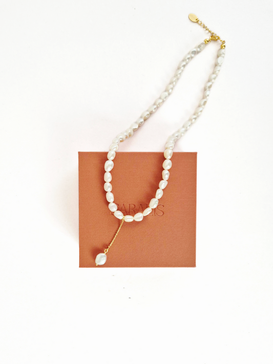 Colier cu perle baroc si perla suspendata pandantiv, cadou Craciun