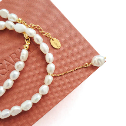 Colier cu perle baroc si perla suspendata pandantiv, cadou Craciun, marca Saralis