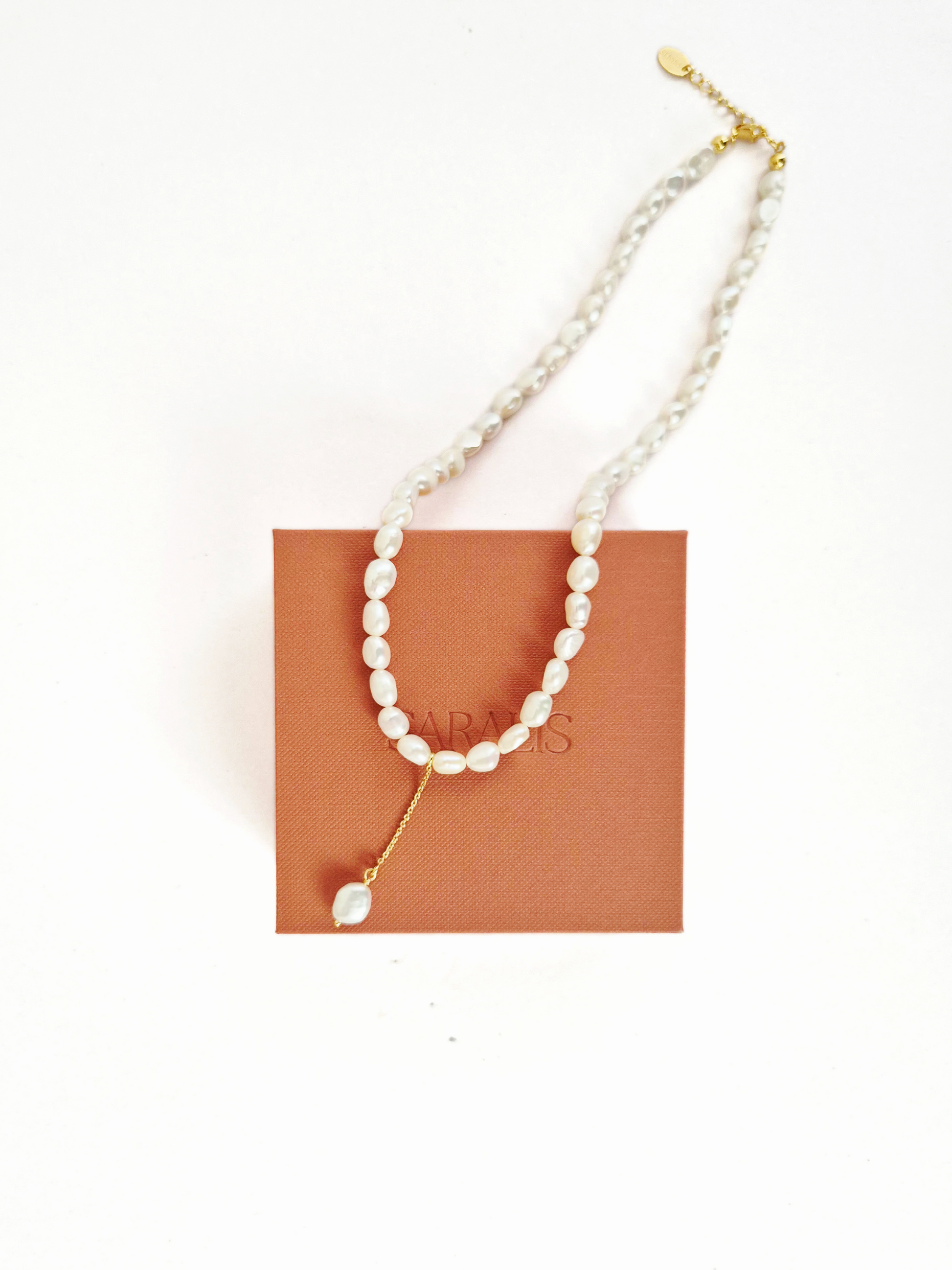 Colier cu perle baroc si perla suspendata pandantiv, cadou Craciun